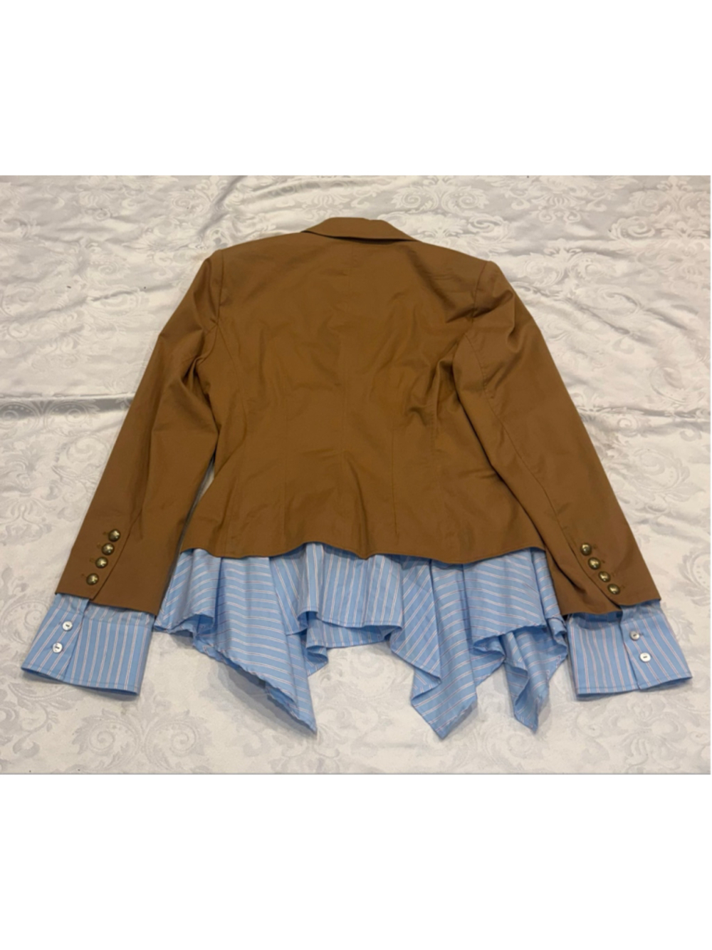Cinq à Sept Shilo Mixed Media Blazer Sandstone Blue Bell NWT Size 6 - Picture 6 of 7